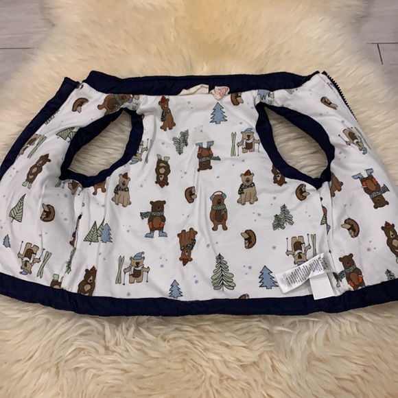 Long-Sleeve Striped Navy/White Shirt and Navy Puffer Zipper Vest 24M - Picture 3 of 7